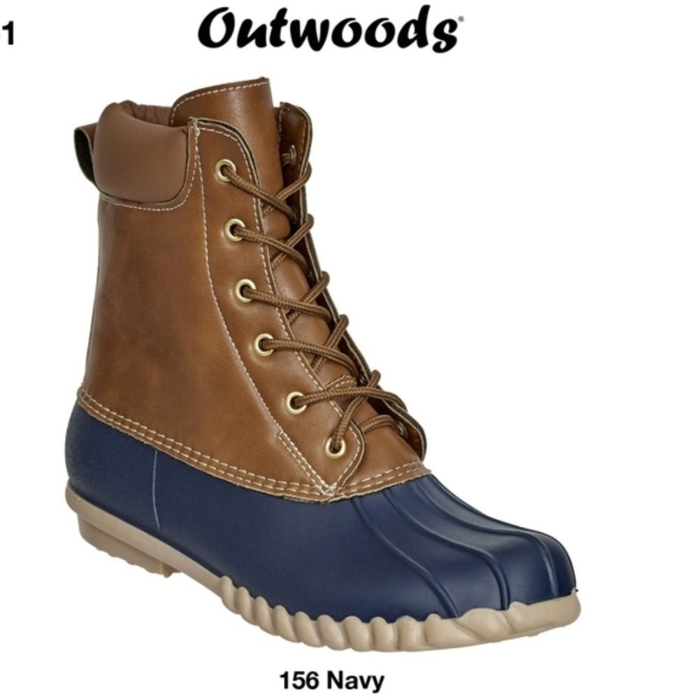 DUCK BOOTS by Outwoods Rain Faux Leather Waterproof Rubber Boots NWOT - Picture 2 of 12